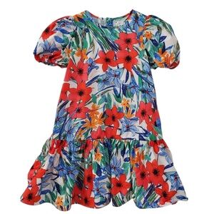 Cara Cara Floral Kids Dress - Red, Blue, Green, floral, Hawaiian